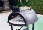 Multifunction cast iron wood-fired oven breads pizzas grilled paella on cart