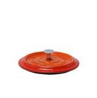Round orange cast iron lid