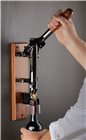 Black nickel plated wall corkscrew with wooden stand