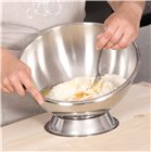 Large round bottomed pastry bowl in stainless steel 35 cm with a stand