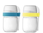 2 compartmentalized take-away pots for yogurt maker yellow and blue