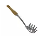 Stainless steel perforated service spoon wooden handle