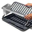 Folding aluminium dish drainer with removable cutlery pot and drip tray