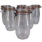 Pack of 6 canning glass jars of 1.5-litre with mechanical closure and seal