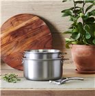 Set of 16 and 20 cm stainless steel 3-layer induction casseroles with removable handle made in France