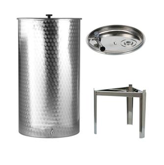 300 litre stainless steel vat + pneumatic sealing lid + stand