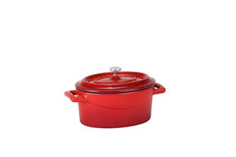 Mini oval casserole dish in cast iron - red