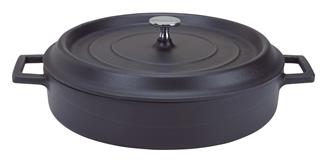 Round low 28 cm matt black casserole dish