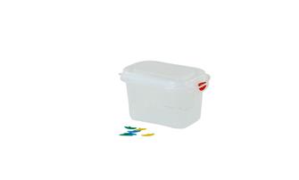 Hermetic plastic box Gastronorm 1/9. Capacity: 1 litre, Height: 10 cm