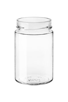 Glass jar 327 ml diam 69 mm with capsule with high skirt by 24