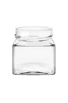 212 ml square glass jar with capsule with high skirt 66 mm by 24