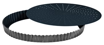 28 cm perforated tart mold with removable non-stick base Obsidian