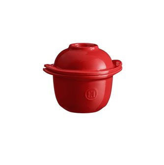 Mini-cocotte et coquetier pour la cuisson de l´oeuf et le service avec accompagnement en céramique rouge Grand Cru Emile Henry