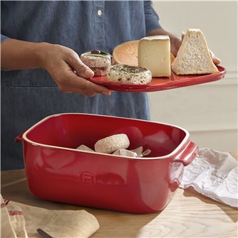 Cheese Box for storage and presentation in ceramic Emile Henry red