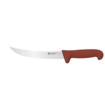 Sanelli Ambrogio special barbecue carving knife, narrow stainless steel blade, 21 cm, brown handle
